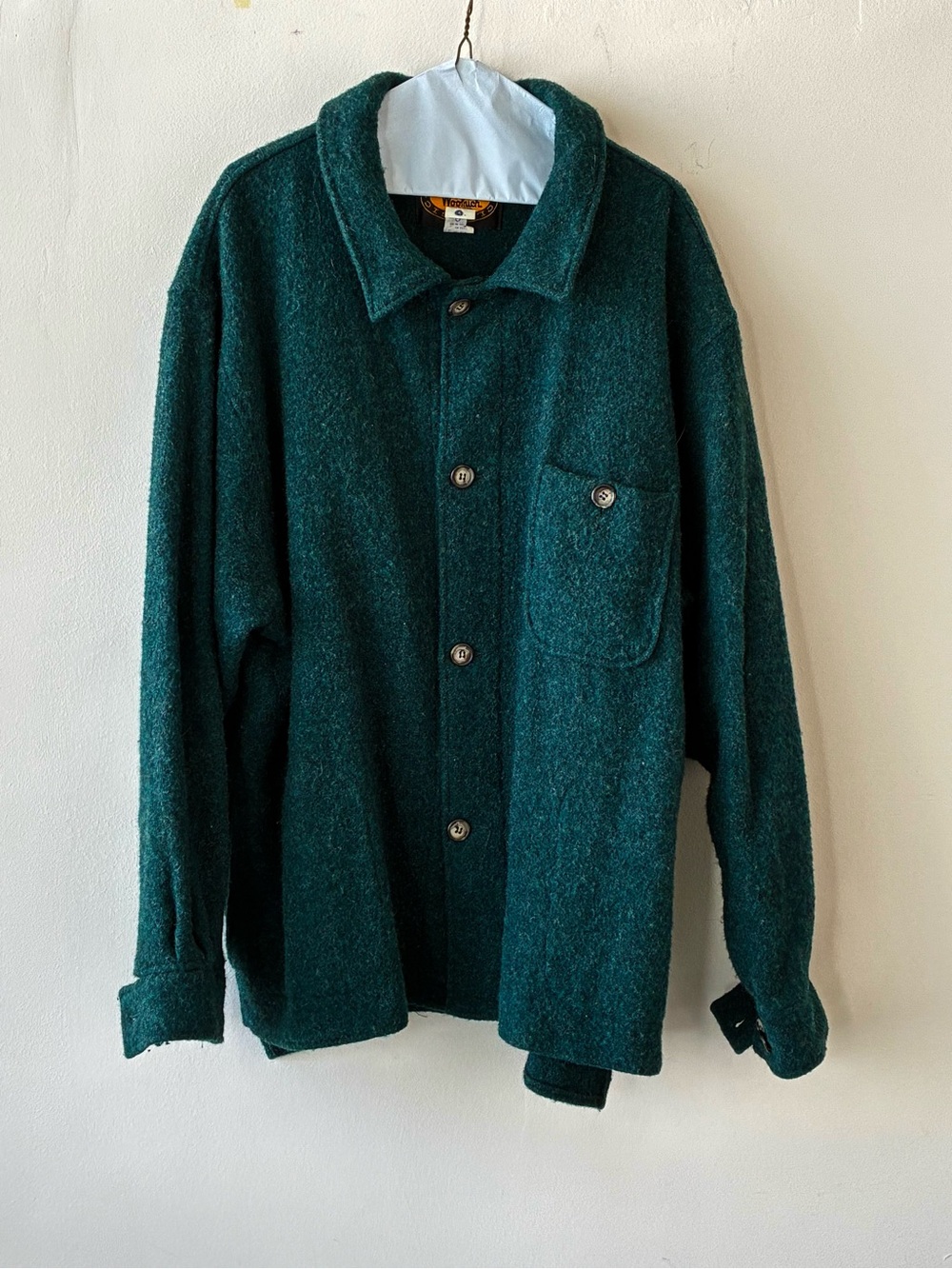 Vintage Woolrich Forest Green Button-Front Wool Shirt Jacket
